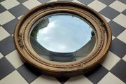 Antique gilt wood floral motif convex mirror