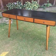 solid wood desk, mid century style
