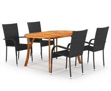 5 Piece Garden Dining Set Black