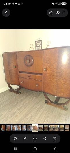 Vintage Art Deco Walnut Sideboard / Cocktail Cabinet