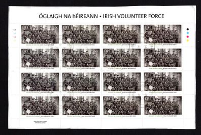 2013 Ireland Centenary of the Irish Volunteer Force Commemorative Stamp Sheetlet Plate 1A1A1A1A Fine CDS Used with Dublin cancel of 3rd October 2013 (First day of issued) on envelope extract.