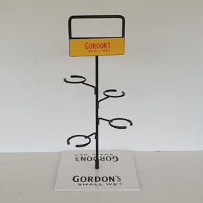 Gordon's Gin metal glass display stand holds 4 glasses