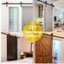 7.2FT Steel  Black Sliding Door Hardware Kit Set Image 3