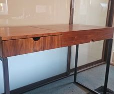 Walnut and steel writing desk