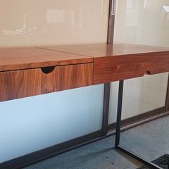 Walnut and steel writing desk