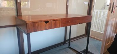 Walnut and steel writing desk