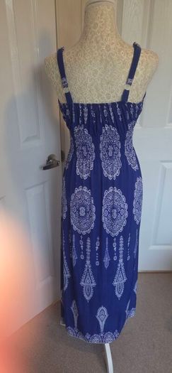 Blue White Boho Paisley Midi Maxi Dress Summer Holiday Festival Wear