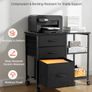 Metal File Cabinet, Mobile Filing Cabinet with 3 Fabric Drawers and 2 Open Shelves, Wooden Vertical Filing Storage Cabinets Image 5