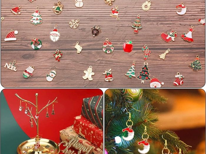 110Pcs Christmas Gold Enamel Charms DIY Jewelry Making Charms Pendants for Bracelet Necklace Earring Craft Supplies (FREE POSTAGE)