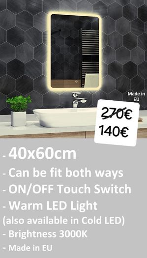 LED Bathroom Mirrors Selection Clock Speakers Bluetooth Demister Antifog Wi-Fi Weather Station Makeup