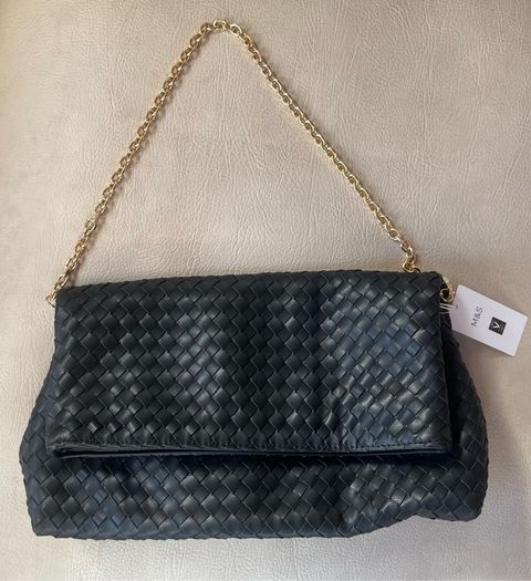 Black Woven Clutch Bag