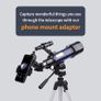 Telescope for Astronomy, 200X Pro 400/70 FMC Glass Optical Refractor Telescopes, With Adjustable Tripod Phone Adapter Barlow Lens Moon Filters Carrying Bag for Kids Adult Beginners Image 6