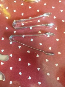 Antique silver-plated sugar tongs