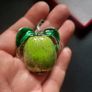 Green Apple Brooch, Shimmery Enamel Nature Fruit Pin Badge Broach Mediterranean Botanical Tropical Jewellery & Accessories Image 6