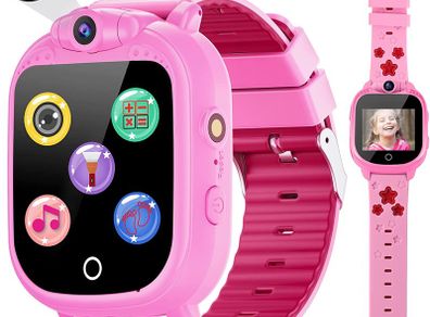 Kids Smart Watch Digital Camera Watch with Games Music Player,Pedometer Step Count, FM Radios, Flashlights and 1.5 inch Touch LCD for Boys Girls Birthday Pink