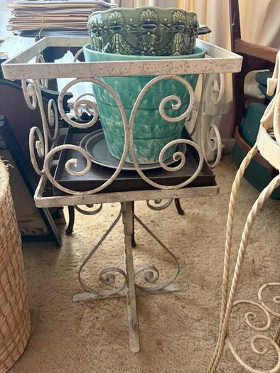 Set of 3 Vintage Wrought Iron Plant Stands / Pot Holders