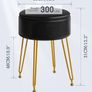 Faux Leather Round Footrest Stool with Storage Ottoman, Makeup Vanity Chair Side Table, PU Dressing Table Seat, Removable Cover, Golden Steel Legs, Black Image 3