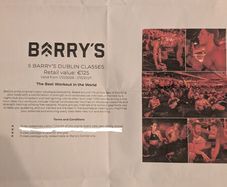 Barry's fitness class x 5 use voucher