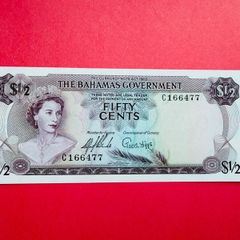 Bahamas  50. CENTS   1965 . Pick  17a . SCARCE  Uncirculated