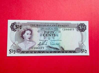 Bahamas  50. CENTS   1965 . Pick  17a . SCARCE  Uncirculated