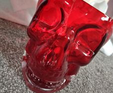 Halloween Red Glass Skull Candy Dish