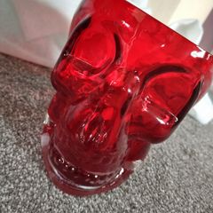 Halloween Red Glass Skull Candy Dish