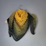 Handmade crochet triangle shawl wrap. Green and yellow ombre lacy shawl Image 10