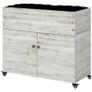 Raised Garden Bed with Wheels, Cabinet Compartment, Interior Lining, Used Look, 110x50x95 cm, White Image 4