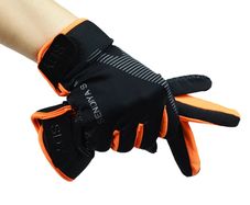 Touchscreen Sports Gloves Black Orange Anti Slip Breathable
