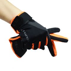 Touchscreen Sports Gloves Black Orange Anti Slip Breathable