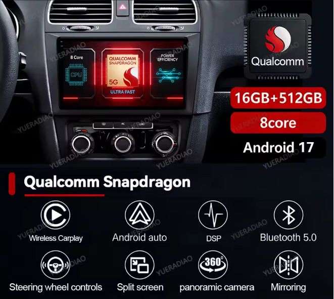 Android 17 Wireless CarPlay for Volkswagen Golf 6