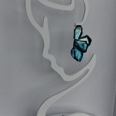 Iridescent Metallic Teal Irregular Petal Earrings