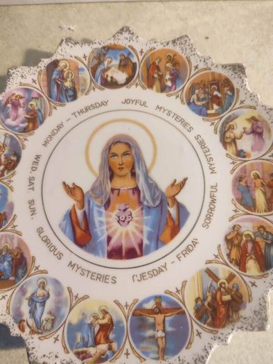 Wall Holy Hanging Plate Glorious Sorrow Ful Mysteries 'jesday - Frida Thursday Joyful Mysteries Monday Wed. Sat. Mysteries Glorious