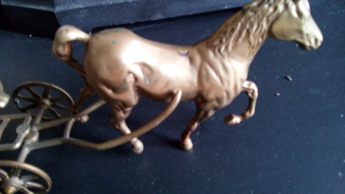 Vintage Brass Horse and Carriage.