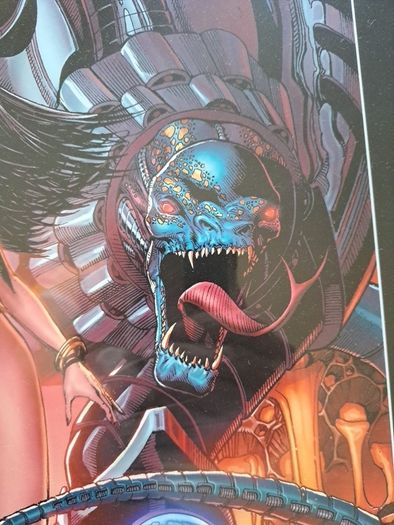 Vampirella and Cyberfrog Framed Print
