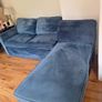 Blue Velvet Corner Sofa Bed with Storage Image 4