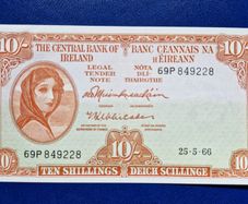Ireland UNC 1966 10/ Shilling (69P) Lady Lavery