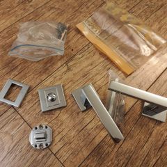 Modern Polished Chrome Square Internal Door Handle Set with Bathroom Privacy WC Lock