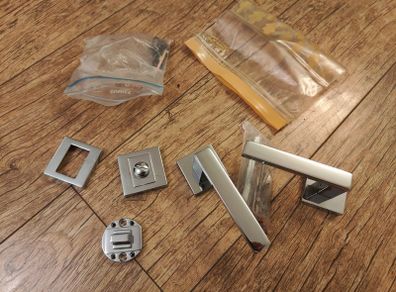 Modern Polished Chrome Square Internal Door Handle Set with Bathroom Privacy WC Lock