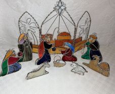 Rare Stained Glass Nativity (10 Pieces)