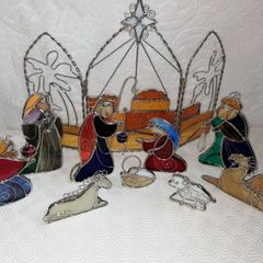 Rare Stained Glass Nativity (10 Pieces)