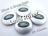 1set LAND ROVER Silver with Green logo 63mm Alloy Wheel Center Caps cap Hub Cover 63 Land L322