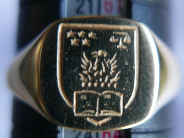 Vintage 9Ct Yellow Gold 375 Men's Clan Signet Crest Ring 2,52g size T