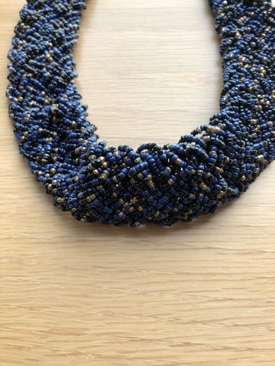 Statement necklace navy beaded