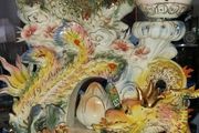 Spectacular very large Chinese porcelain lamp, moving