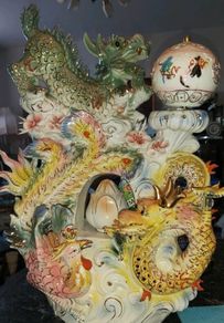 Spectacular very large Chinese porcelain lamp, moving
