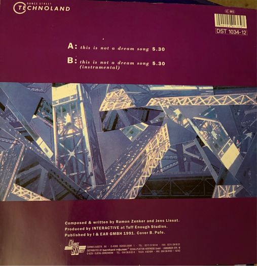 Tainted Two This Is Not A Dream Song Original 1990 German 12 inch Dance Street