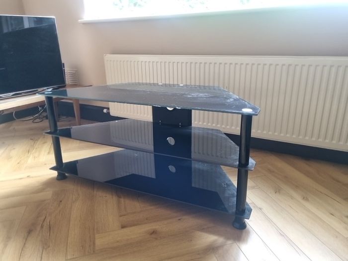 TV Stand black glass chrome