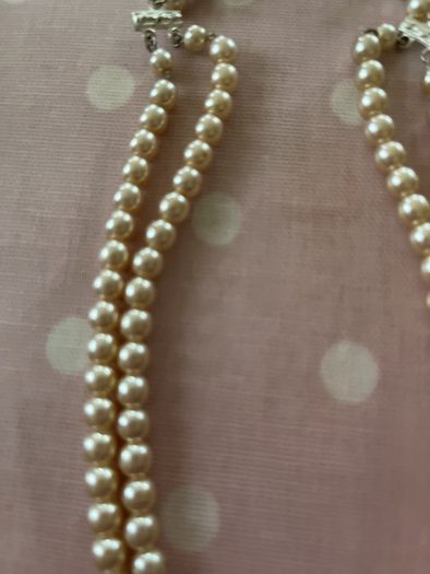 Double strand Faux pearls with Diamond clasp