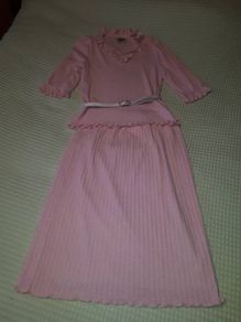 Vintage Ladies Pink Knit Two Piece
